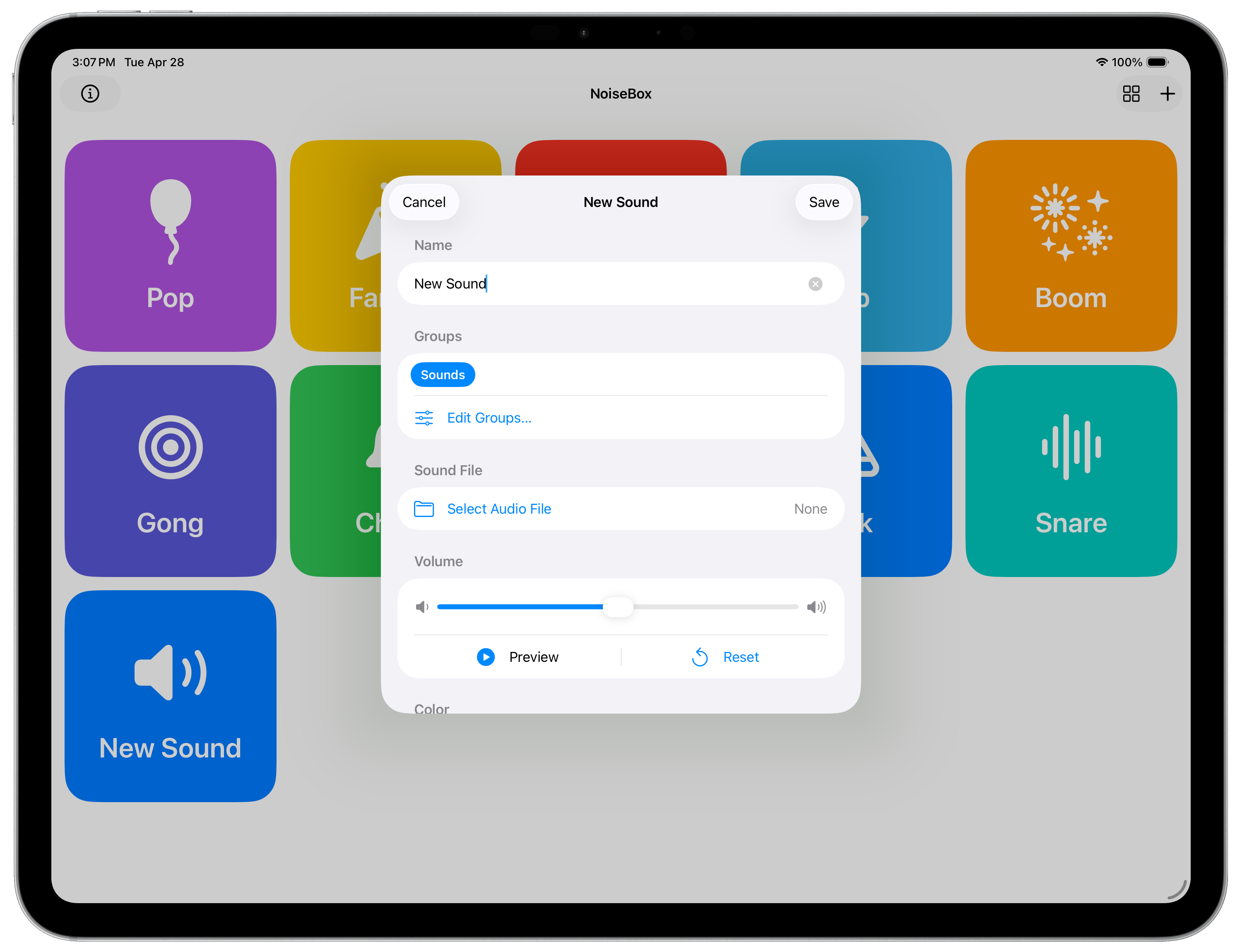 NoiseBox on iPad — new sound editor